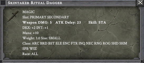 SKINTAKER RITUAL DAGGER item card